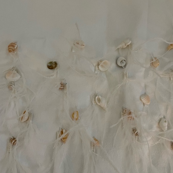 STAUD Haylee White Sea Shell and Feather Mini Dress - Bridal Bachelorette - Picture 6 of 8